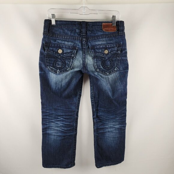 Big Star Jeans Womens 28 Blue Liv Cropped Dark Wash Denim Flap Pockets (28x23) - Picture 8 of 12